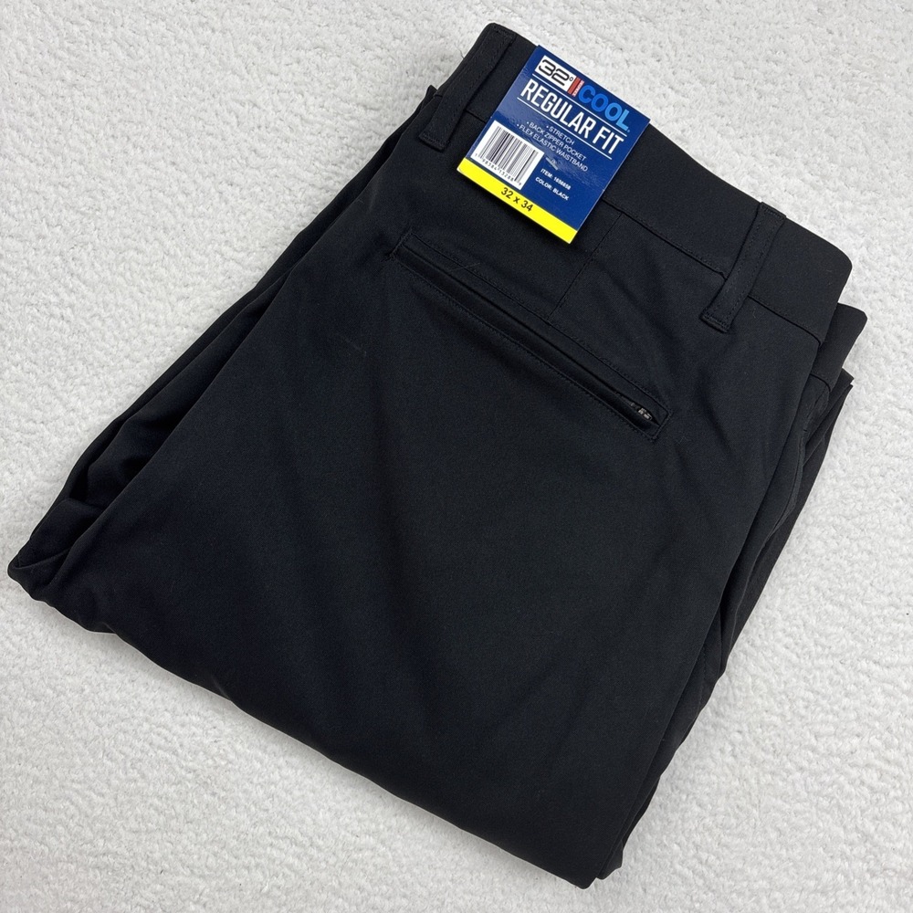 NEW 32 DEGREES COOL Mens Performance Pants Size 32/34 Black Stretch Flex Chinos